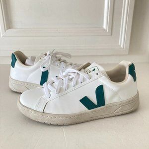 Veja White and Teal Sneakers